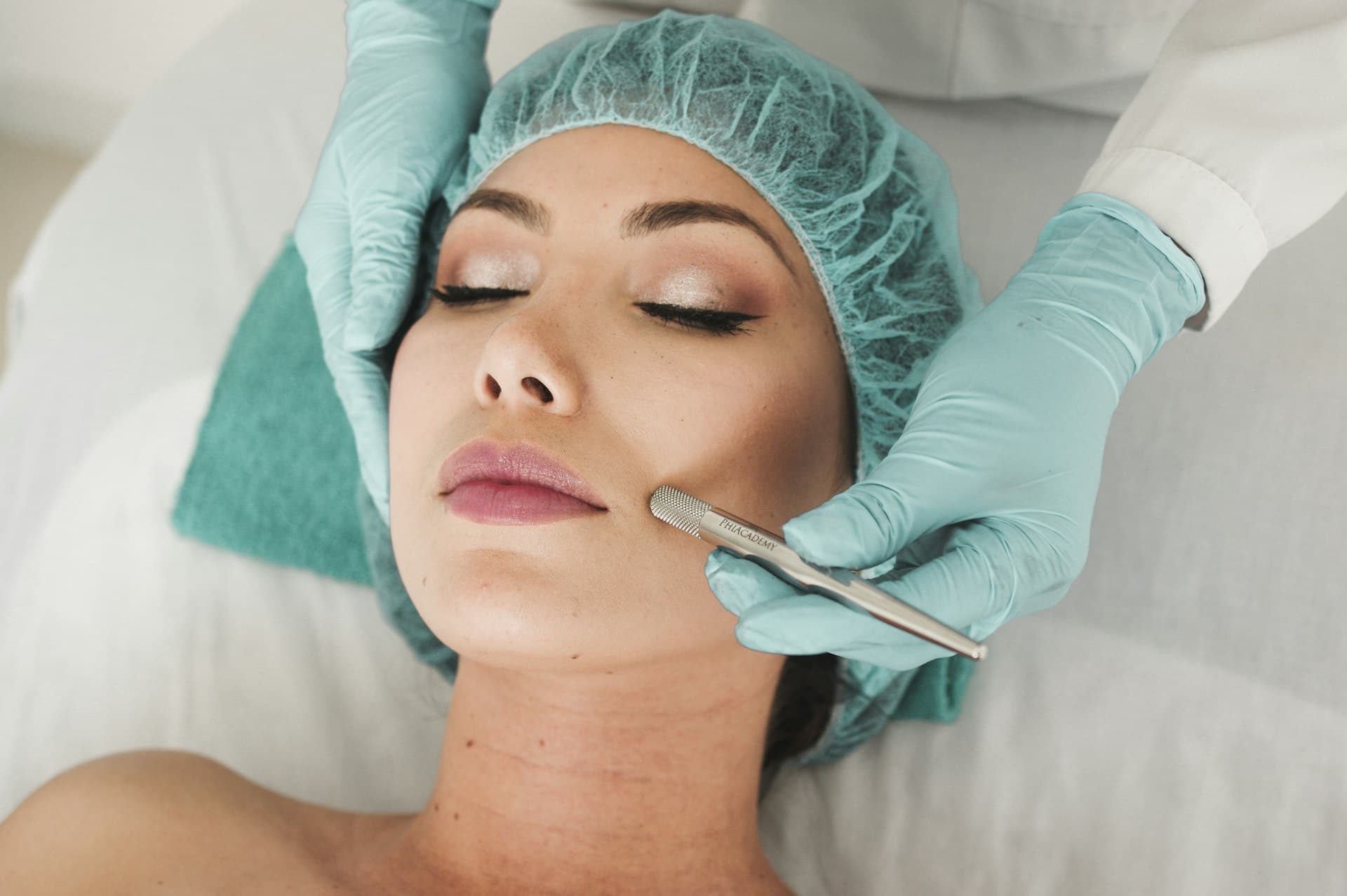 Professional facial treatment in progress